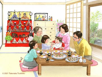 家族団らん 故郷のイラスト 童画カレンダー たけなかアトリエ故郷のイラスト 童画カレンダー たけなかアトリエ