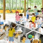 林間学校での飯盒炊爨（はんごうすいさん）、みんなでカレーを作って食べた
