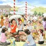運動会の昼休み、親戚が集まって重箱のお弁当を食べた。ゆで栗が美味しかった。