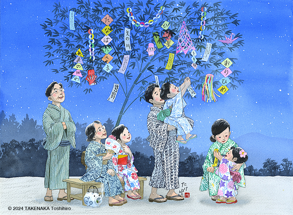 日本の夏｜七夕の短冊に願いを書いて織姫、彦星、天の川に祈る