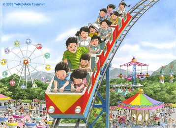 日本の子供｜ジェットコースターが一気にスピードを増して気持ちいい