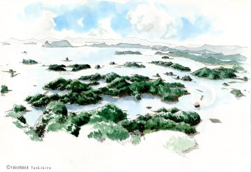 スケッチ／長崎・佐世保｜九十九島の展望台、展海峰からの眺め