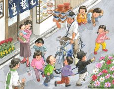 懐かしい遊び｜道路に線路を描いて電車ごっこ