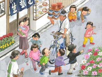 懐かしい遊び｜道路に線路を描いて電車ごっこ