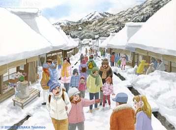 もち吉カレンダー2026｜雪の大内宿