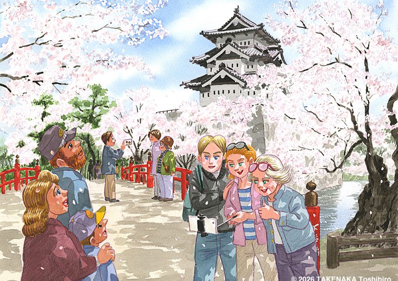 もち吉カレンダー2026|弘前城の桜