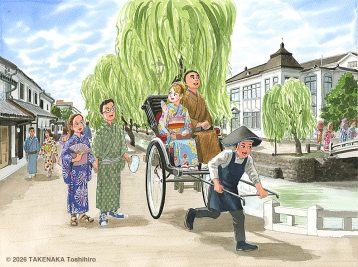 もち吉カレンダー2026｜倉敷美観地区の街並み