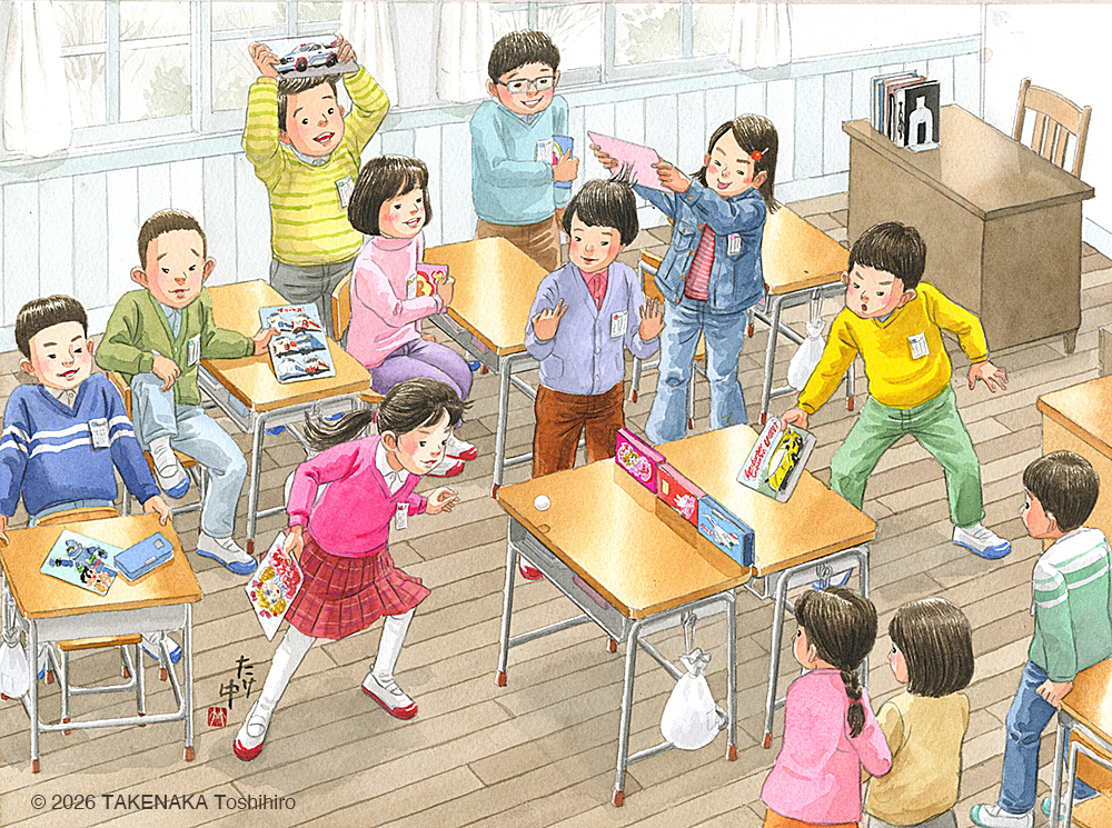 冬の教室｜下敷きを擦って髪を逆立てたりピンポンしたり